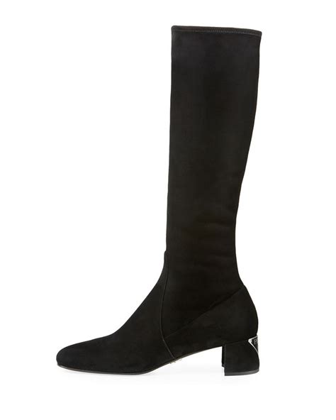 prada stretch suede knee boot|Prada combat boots nordstrom.